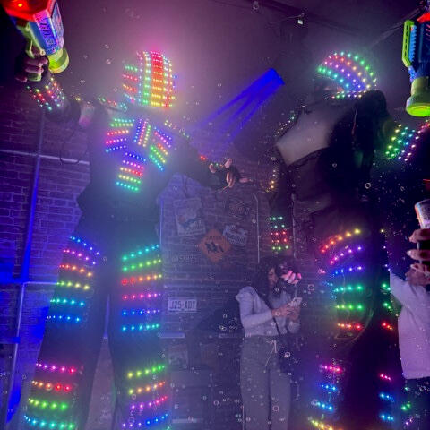 Giant Dancing LED Robots performing at Los Angeles Nightlife Nightclub - Unique and Cheap Event Entertainment for Birthday Parties and Weddings